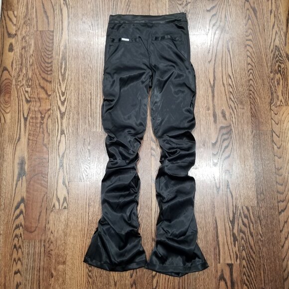 Maniere De Voir Leather Flared Trousers Black High Rise Pants Size 4 - Picture 8 of 11